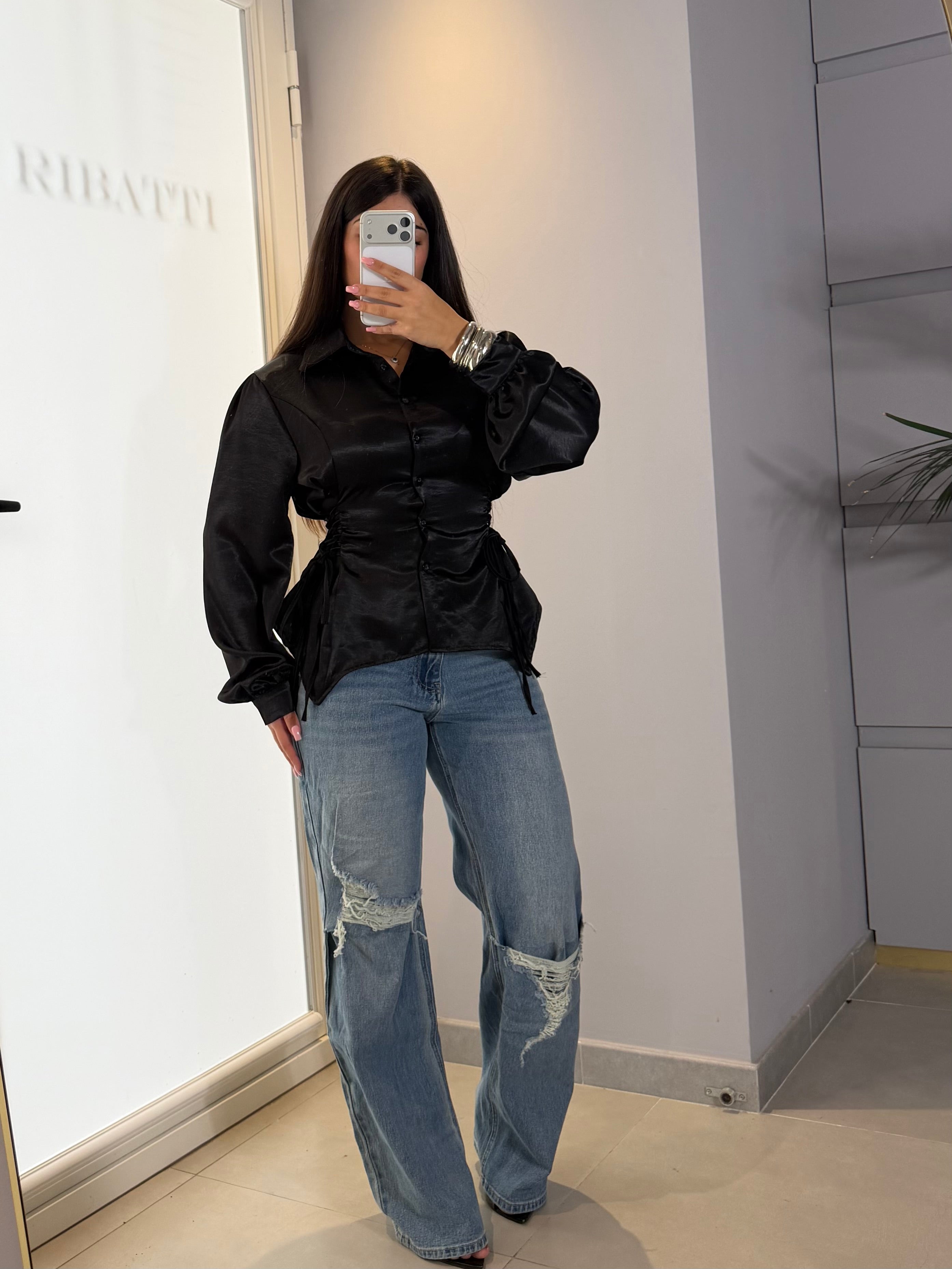 CAMICIA “SATIN” nera