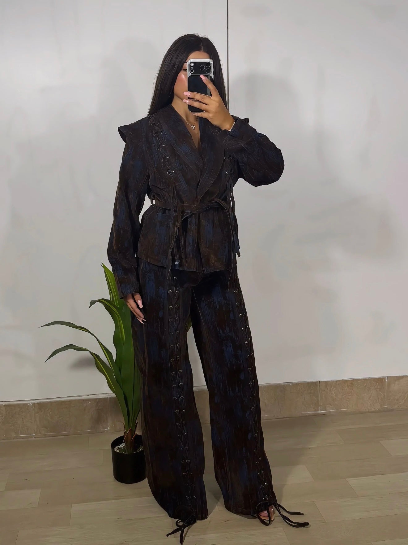 COORDINATO “VELVET ÉLITE” blu/marrone