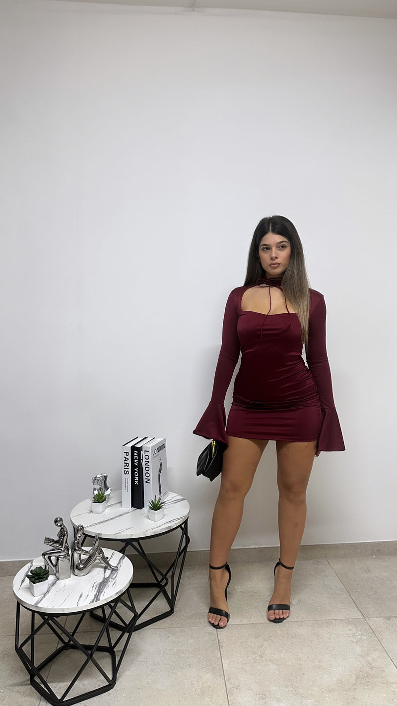 MINI DRESS “CHOKER” BORDEAUX