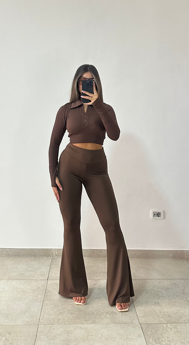 Pantalone Wide Leg Marrone