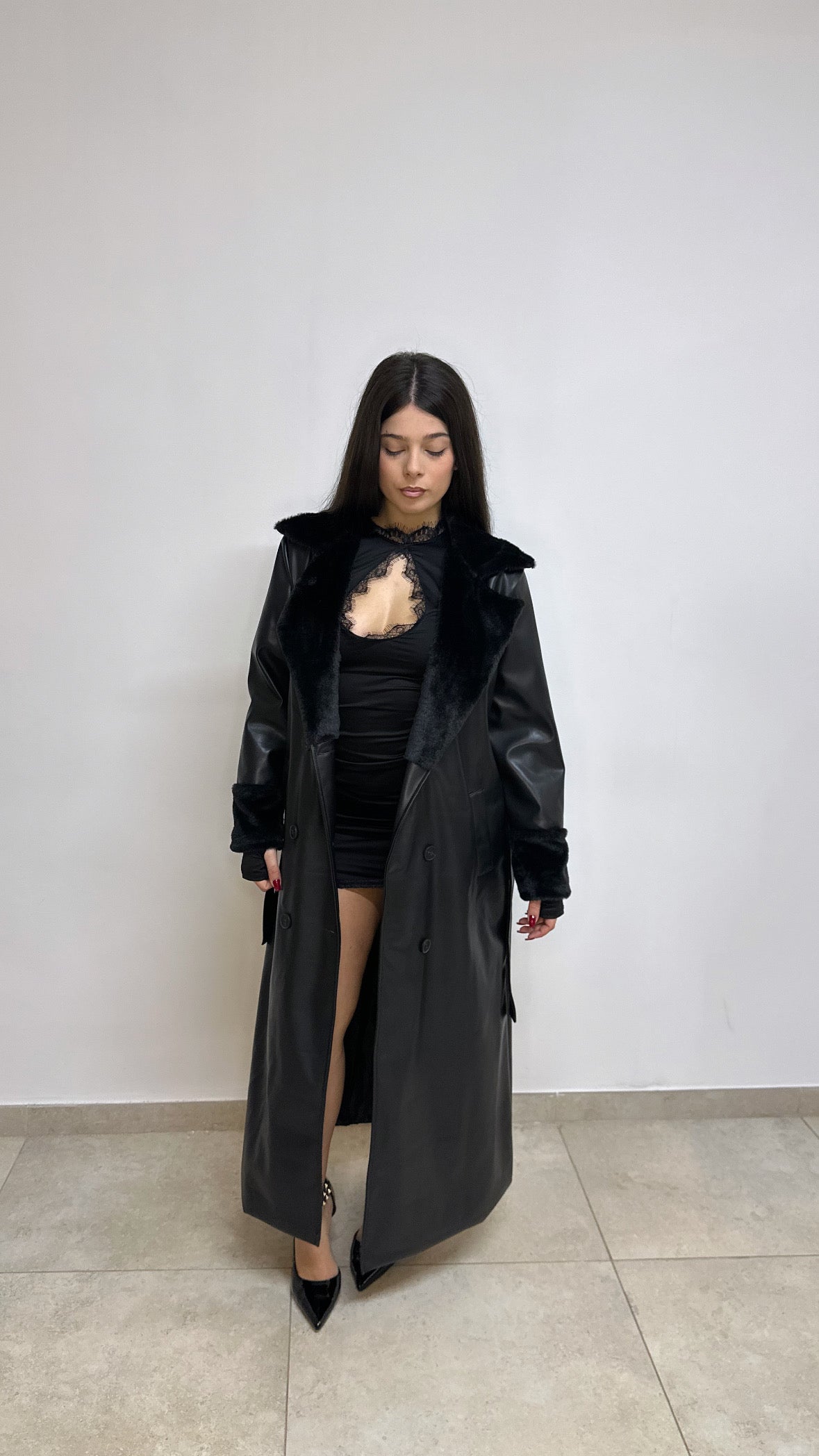 LONG LEATHER/FUR JACKET