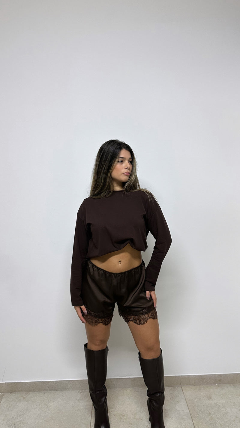 SHORTS “SATIN” MARRONE