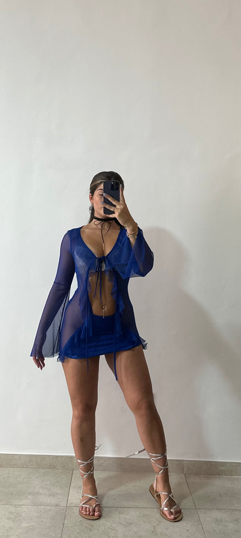 Mini Dress Copricostume Ibiza blu
