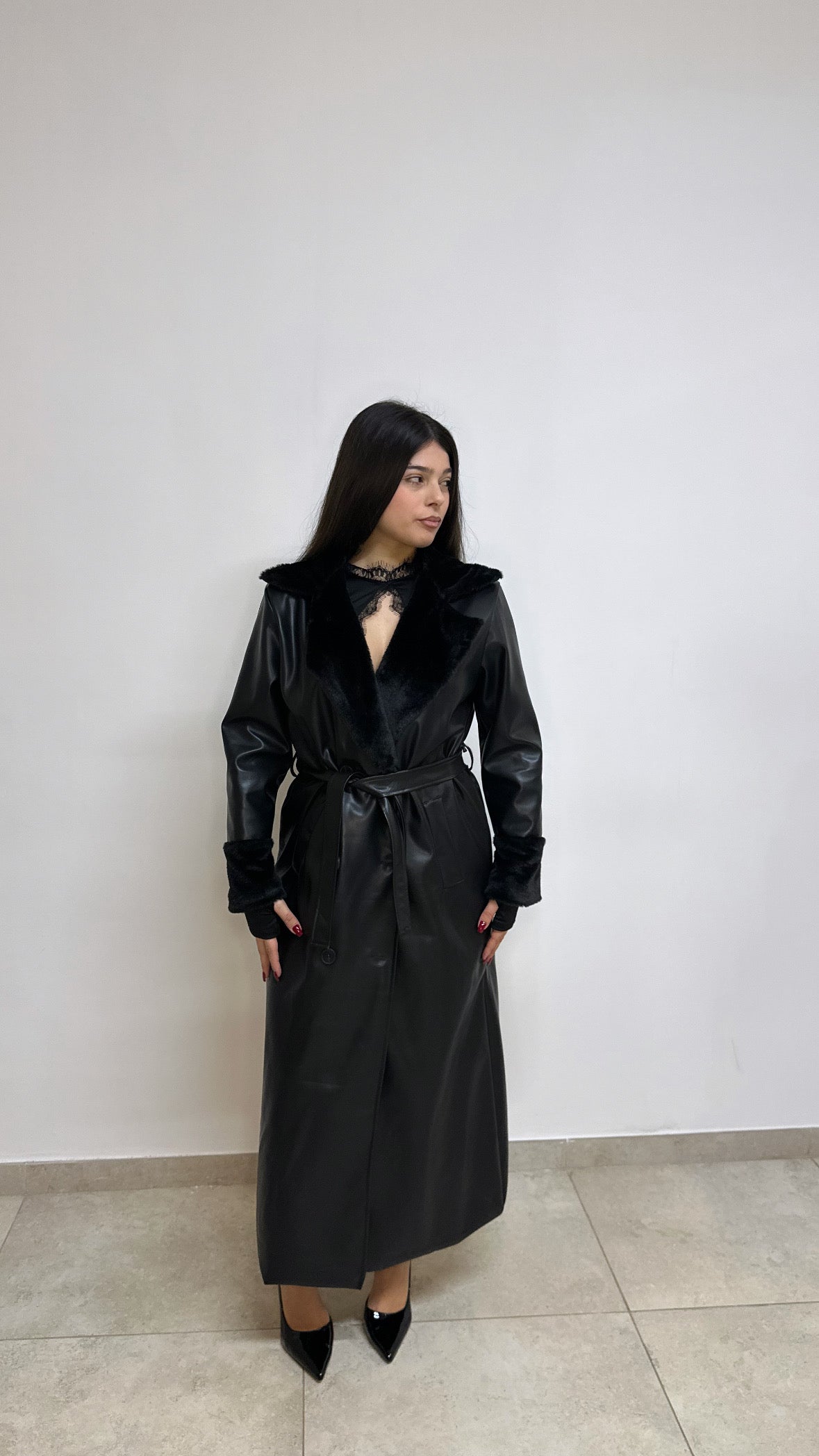 LONG LEATHER/FUR JACKET