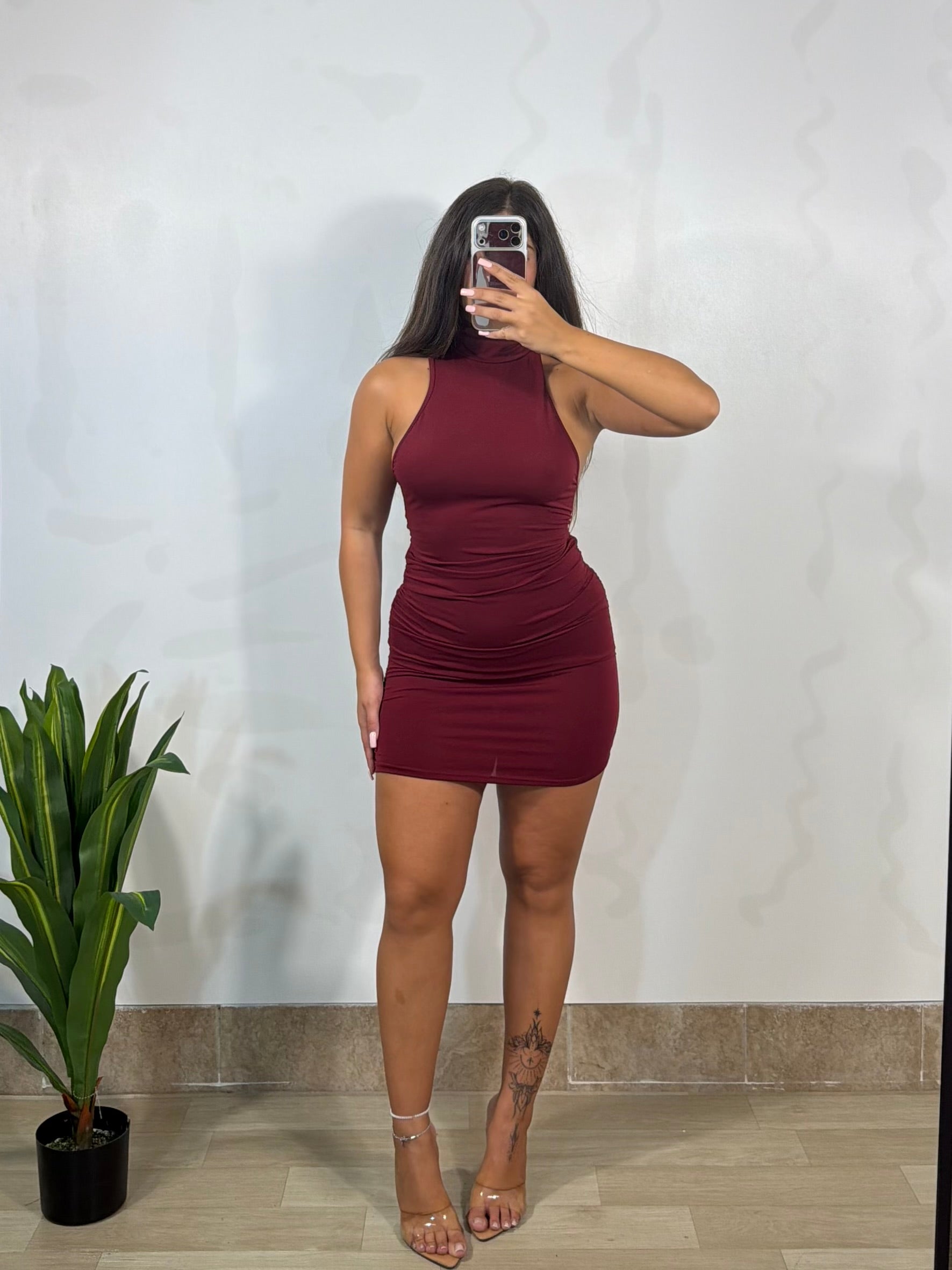 DRESS “UNIQUE” bordeaux